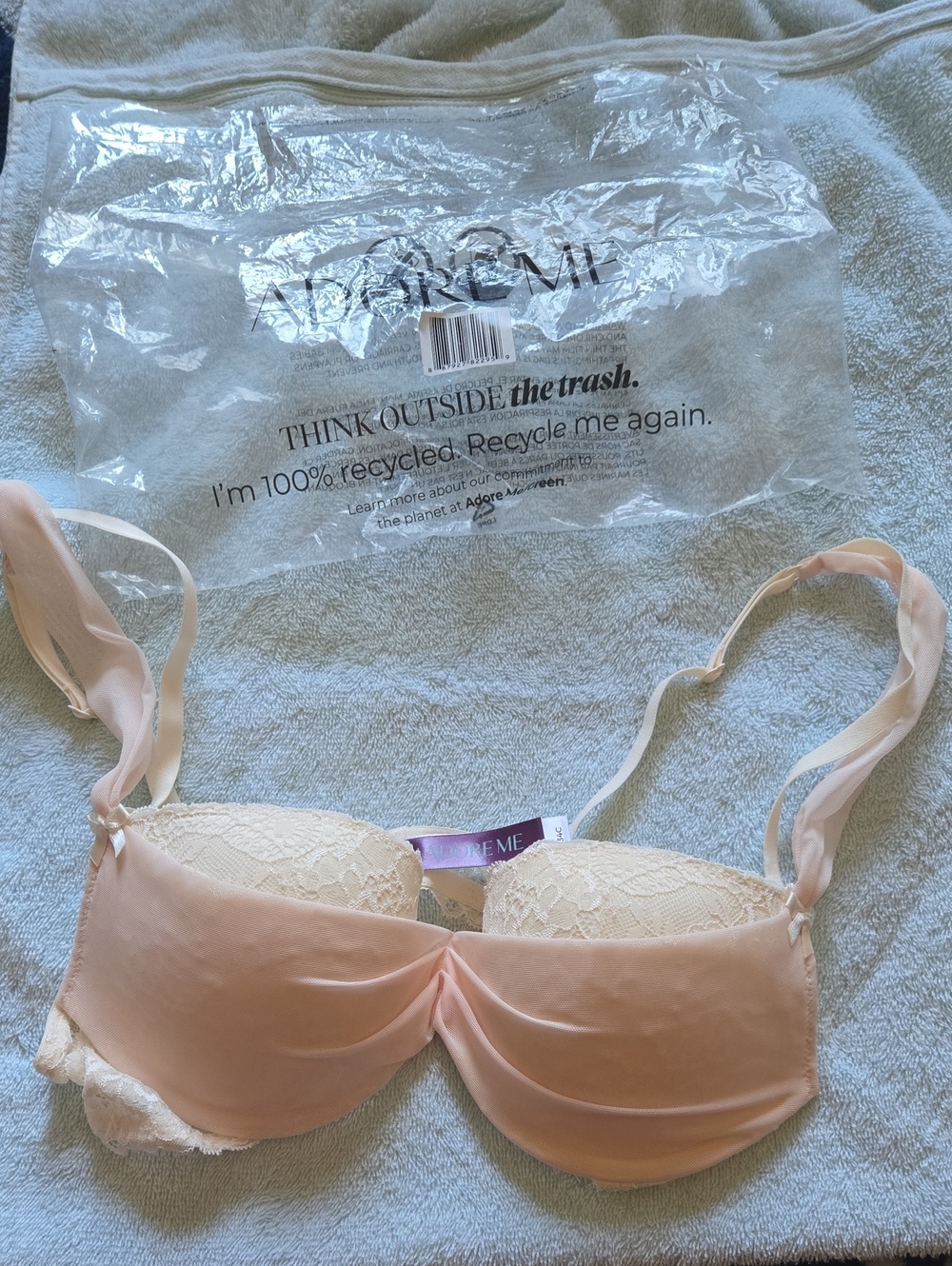 Adore Me Peach Lace-Trim Underwire Bra